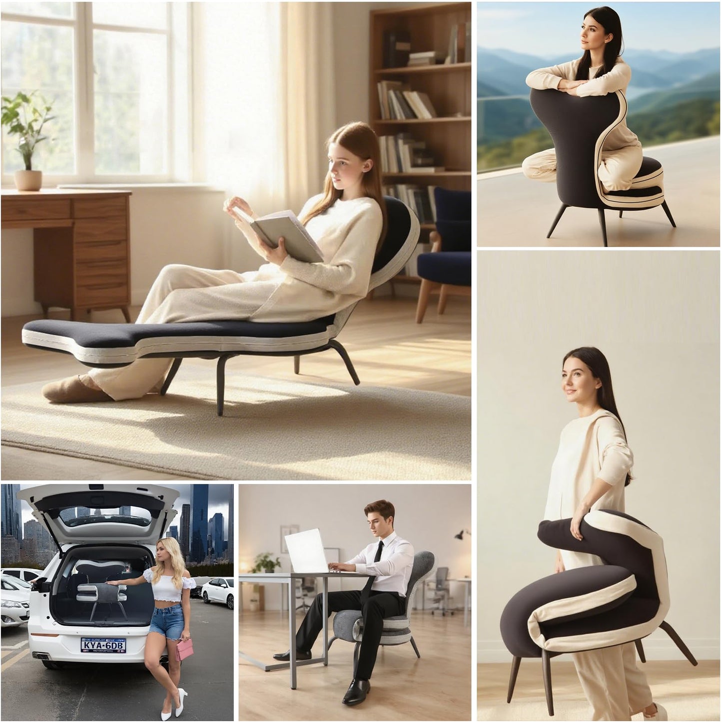 Lightdot 4 in 1 Convertible Sleeper Chair Bed Leisure Sofa with Adjustable Backrest Accent Chair Folding Portable Sofa/Chair/Bed for Living Room/Apartment/Office/Outdoor