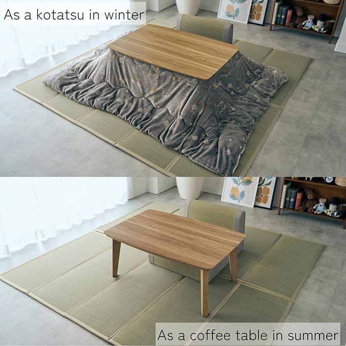 KEN JAPAN US-KLY Kotatsu Heater Table Low-Lying Dining and Work Desk (Rectangle W35.4 xD23.6 xH15.4 Inchies, Brown)
