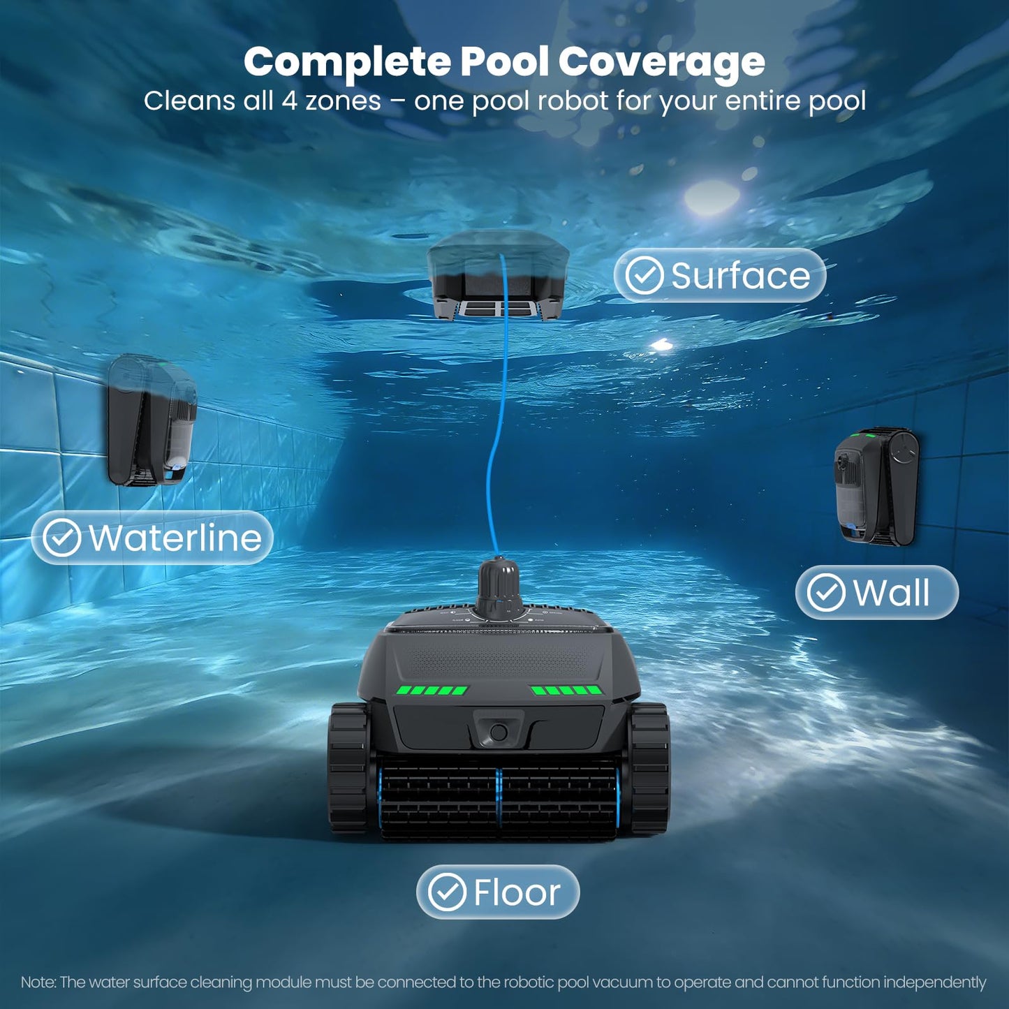 BOTLIFE PC200 Automatic Robotic Pool Vacuum Cleaner, Smart Navigation, Pool Cleaner Robot for Surface, Walls, Waterline & Floor Cleaning, 10000GPH Suction, 150 Mins Runtime, Self-Parking