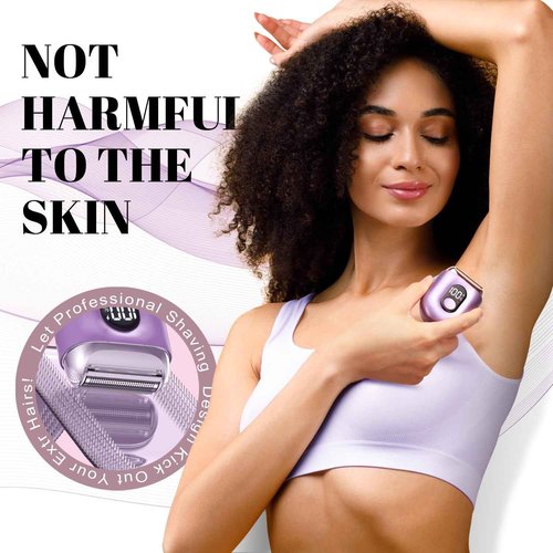 Fangaci Cordless Electric Shaver for Women: Mini Electric Razors with LED Display - Rechargeable Bikini Trimmer - IPX7 Waterproof Wet Dry Face Razor with 3 Blade Heads Floating Head