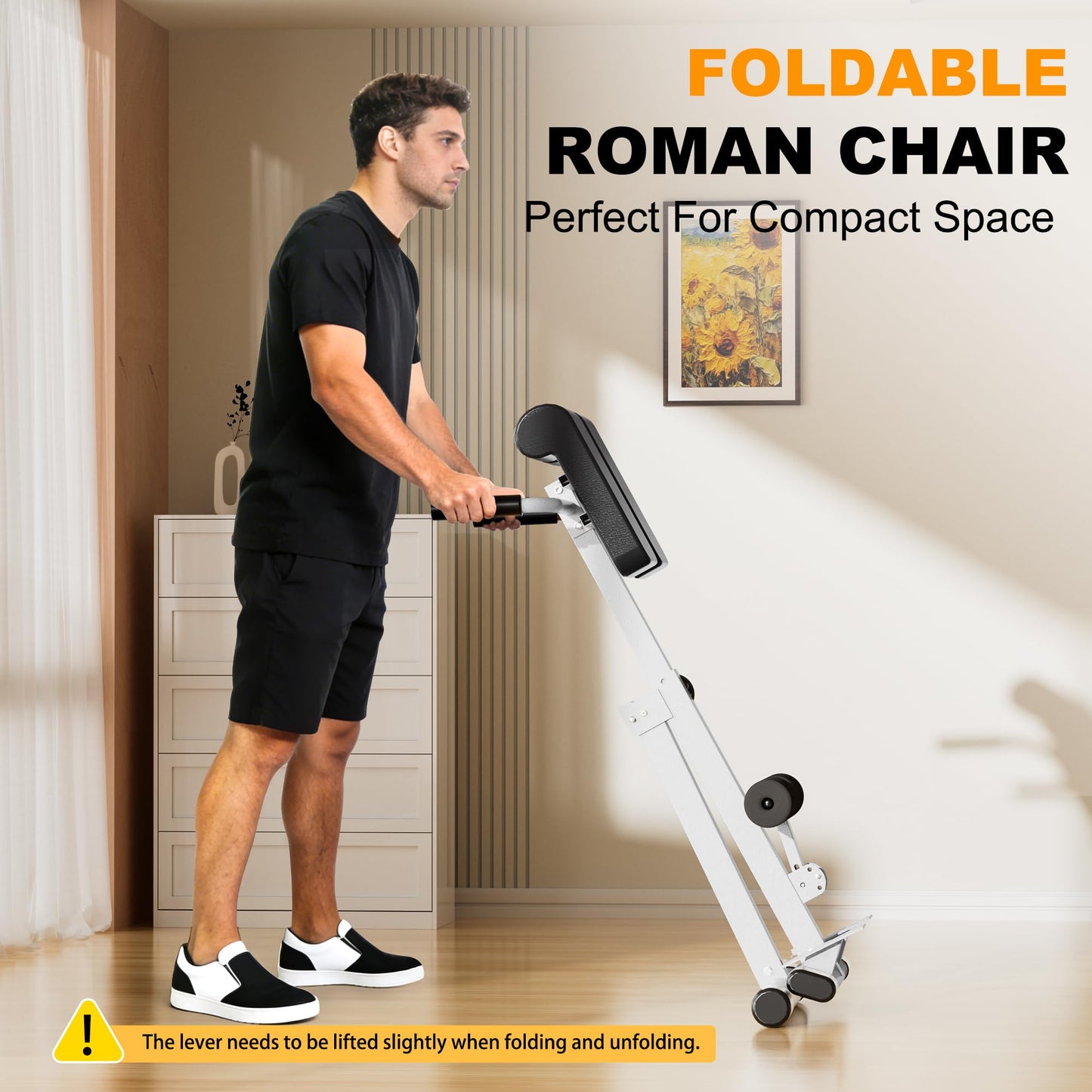 SIRHOME Adjustable Roman Chair with 330 lb Capacity, Foldable Incline Hyperextension Bench, Multi-Function Home Gym Back Extension Machine for Glutes, Hamstrings & Lower Back Strength Training