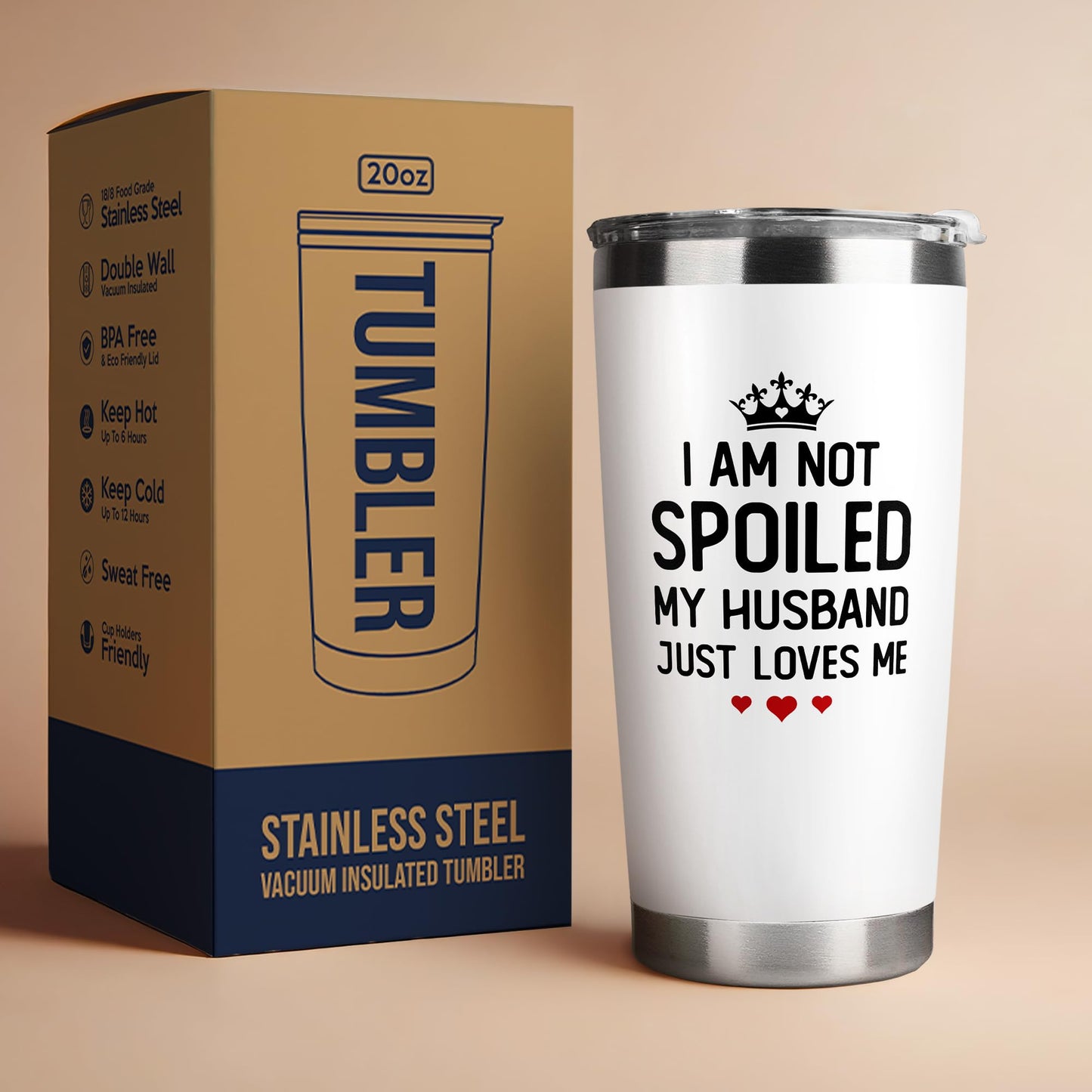 KatAndNat Gifts for Wife - Wife Gifts from Husband - Wedding Anniversary for Women, Valentines, Birthday Gift Ideas, Mothers Day, Christmas Gift for Her - Romantic Cup for Her - 20 Oz White Tumbler