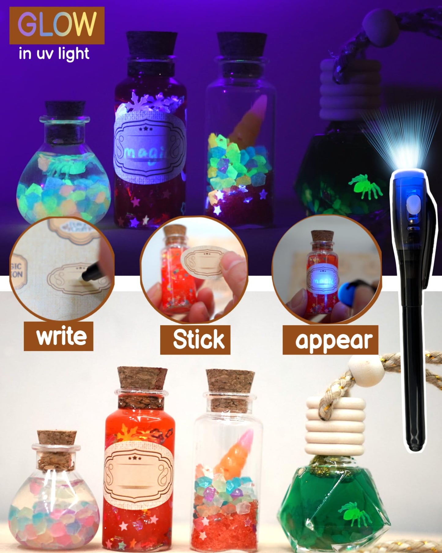 itsfairypro Potion Kits for Kids, Magic Making Set 50+ Mixies with Bottles Hat Glasses & Invisible Pen, Mystery Box Fairy Tricks Craft Toy for Girls Boy Gifts Age 6 7 8 9+