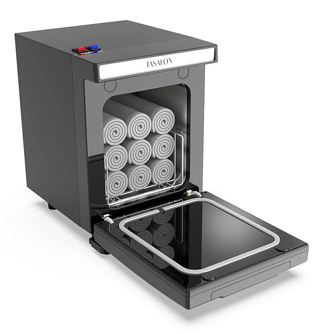 TASALON 5L Towel Warmer Hot Cabinet Box, Aluminum Inner Chamber, Removable Tray, Fast Heating for Beauty Spa Salon Massage - Black