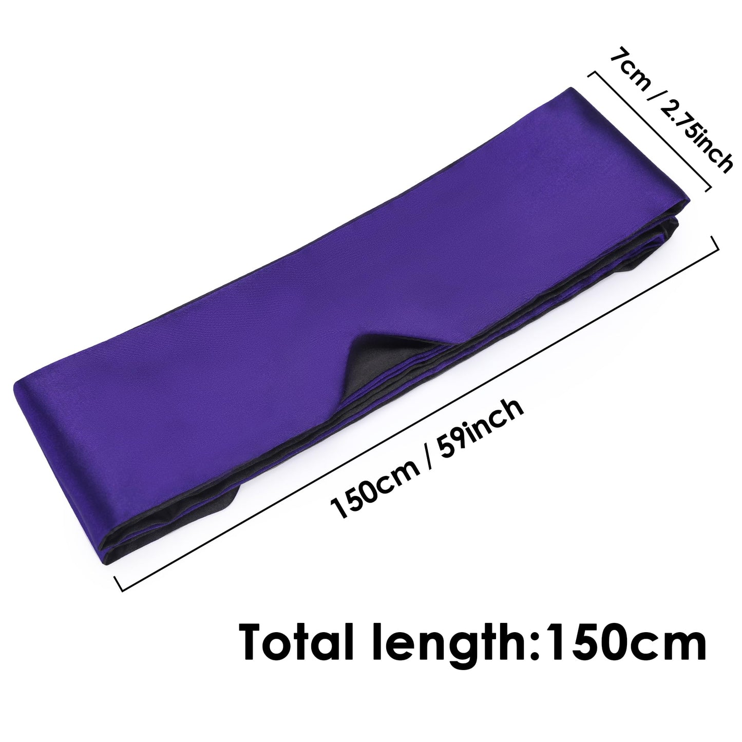 FRESHME Satin Eye Mask - Soft Sleep Mask Adjustable Eye Cover Blindfold for Night Meditation Travel Nap Sleep Eye Mask for Women Men Side Sleeper Valentine's Day Gift Black and Deep Purple 160cm/63in