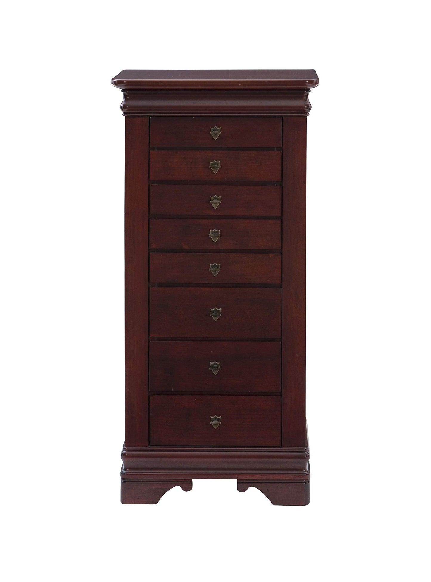 Powell Louis Philippe Jewelry Armoire Marquis Cherry Closed: 20-1/8 x 15-1/8 x 42-7/8 H, Open: 40
