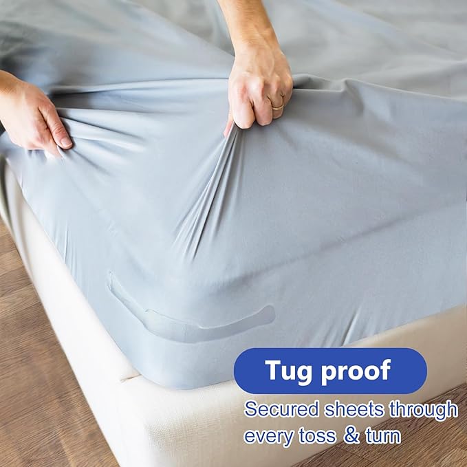 Sheet Holders, Secure Your Sheets Firmly in Place, Heavy-Duty Mattress Straps for No More Loose Sheets Easy Installation, Fits All Mattress Sizes 4 Pcs (Grey)