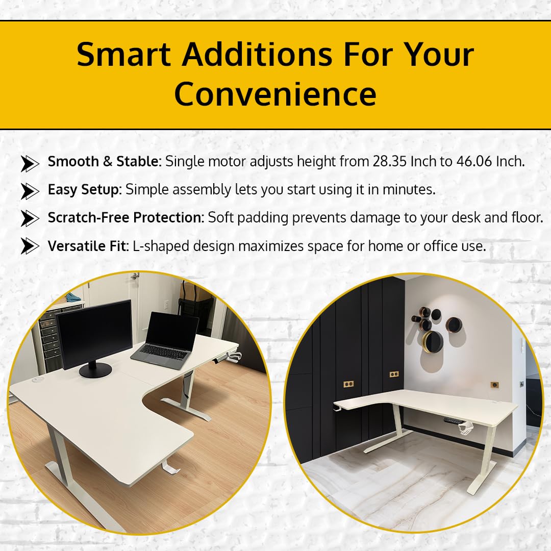 Standing Desk - 63 x 24 Inch L Shaped Electric Height Adjustable Desk - Ergonomic Left Corner Work Station Setup for Home Office, Gaming, Sit Stand, Large L Shaped Wooden Table for PC Computer, Laptop