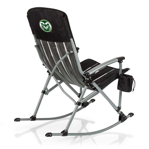 PICNIC TIME NCAA Colorado State Rams Outdoor Rocking Camp Chair, XL Heavy Duty Camping Chair for Adults, (Black)