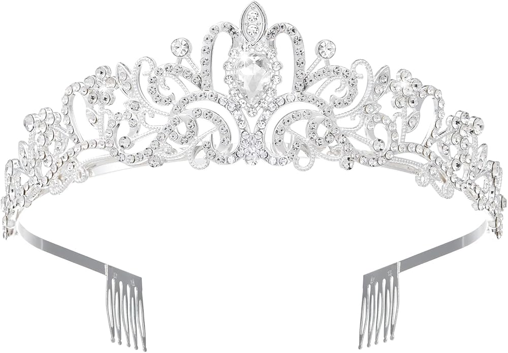 Crystal Tiaras Crowns for Women, Birthday Party Princess Wedding Brides Crown Prom Hair Accessories Gifts with Combs