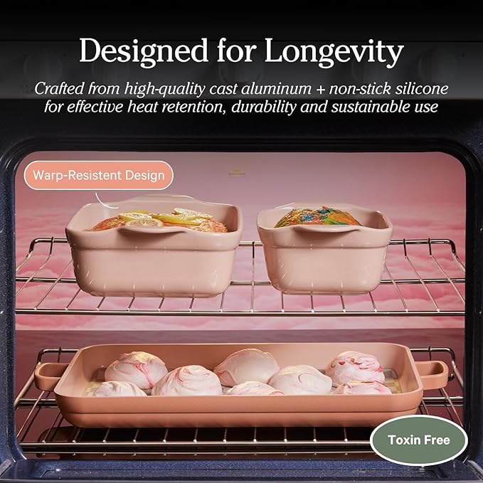 Our Place Bakeware Set | 5-Piece Ceramic Bakeware Collection with Stovetop-to-Oven Griddle Pan | PFAS-Free Non-Toxic Nonstick Pans, Oven Mat & Baking Dishes | Sage