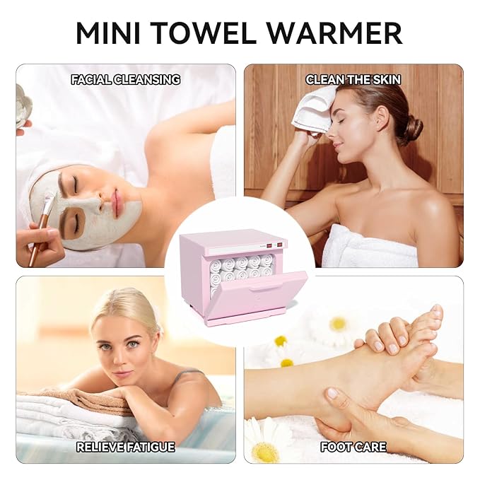 Hot Towel Warmer, 8.5L Towel Warmers Spa, Small Towel Warmer Professional Mini Towel Warmer Cabinet for Facial, Towel Warmer Esthetician Towel Heater for Beauty&Salon(8.5L-Pink)