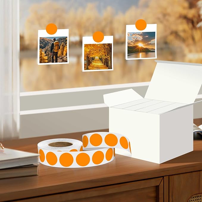 3/4 inch Round Sticker Labels,4 Rolls of 4000 Permanent Adhesive Sealing Stickers for Home,Storage, Moving and Organization(Orange)
