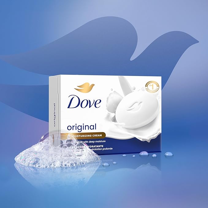 Dove Beauty Bar Gentle Skin Cleanser Moisturizing for Gentle Soft Skin Care Original Made With 1/4 Moisturizing Cream 3.75 oz, 4 Bars