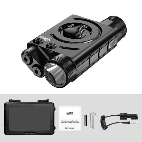 SMSlaser 1000 Lumens Tactical Light/Green Laser/IR Laser Combo, Weapon Light Dual Laser Combo for Rifle Compatible with All Standard Picatinny Rails with 9-inch Remote Pressure Switch
