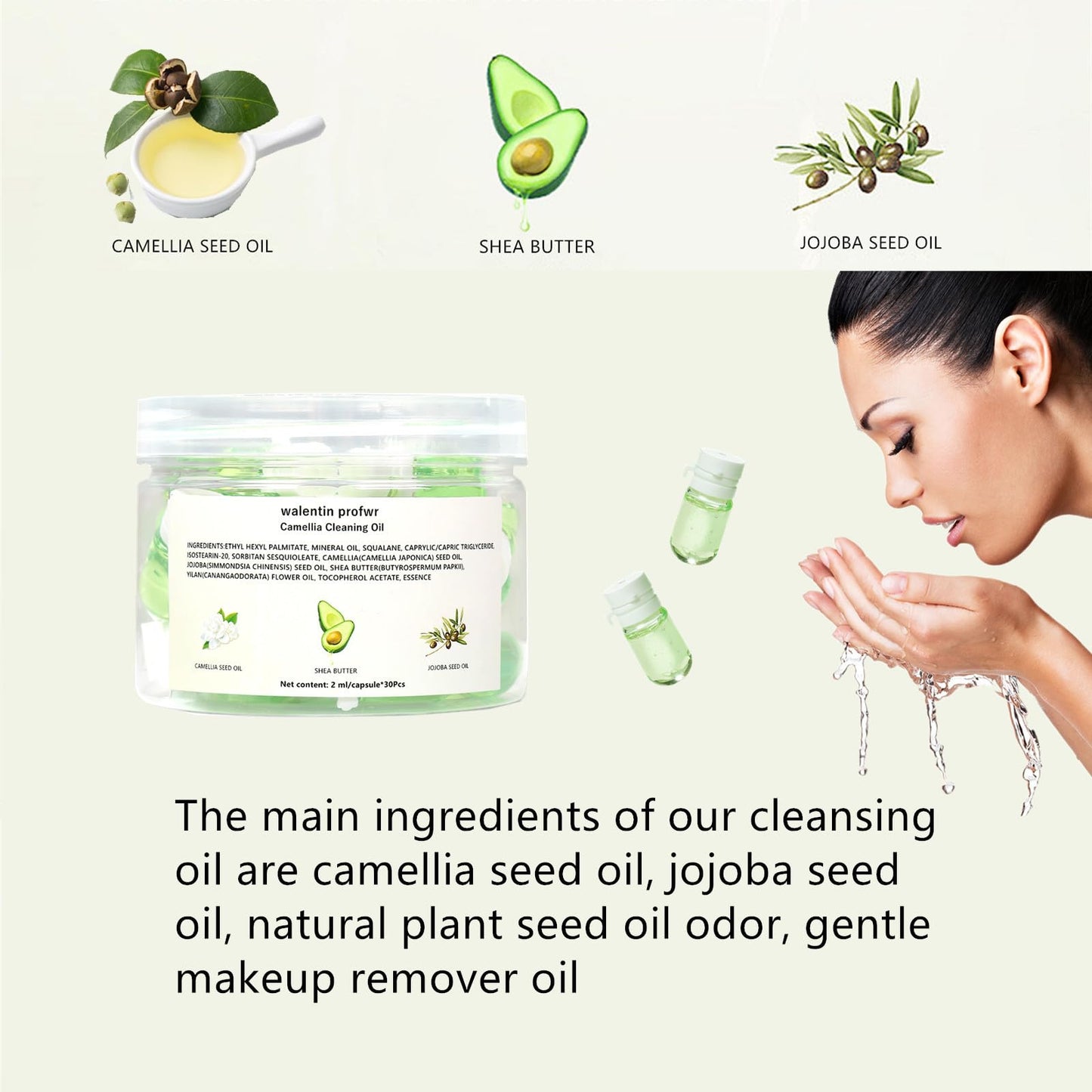 Cleansing Oil for Face, 30 Pcs Mini Moisturizing Camellia Seed Travel Size Deep Cleansing Oil, Portable Makeup Remover Oils, Gen