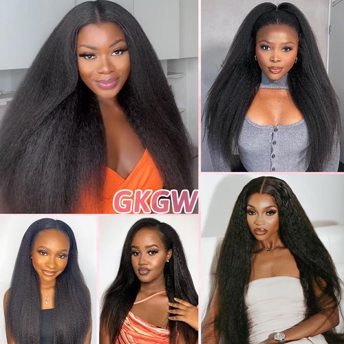 24 inch Kinky Straight Clip in Hair Extensions Real Human Hair Clip ins Yaki Full Head for Women Brazilian Human Hair Natural Black Color 8pcs 20 Clips 110g