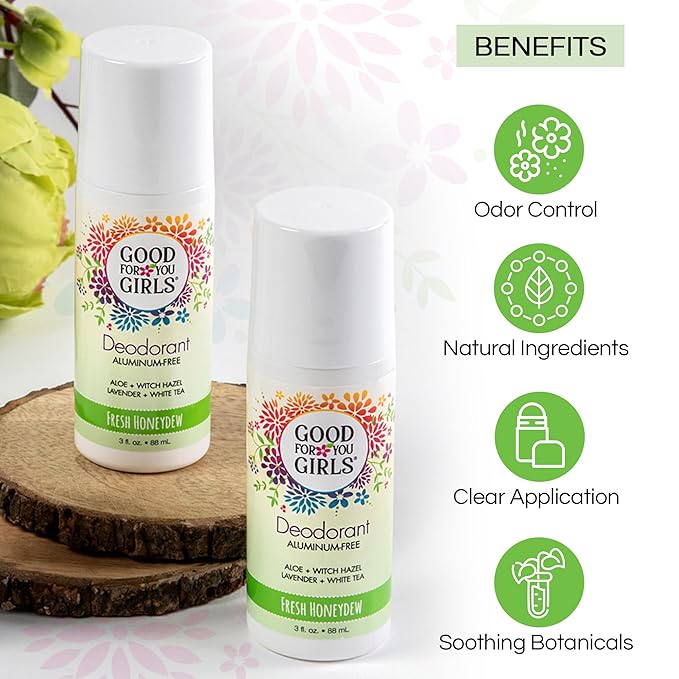 Good For You Girls Aluminum-Free, Natural Deodorant for Kids, Pre teens, Teens, Safe & Effective Odor Control, Clear Roll-On, Natural Fragrance, Vegan, Made in USA | Fresh Honeydew, 3 oz (Pack of 3)
