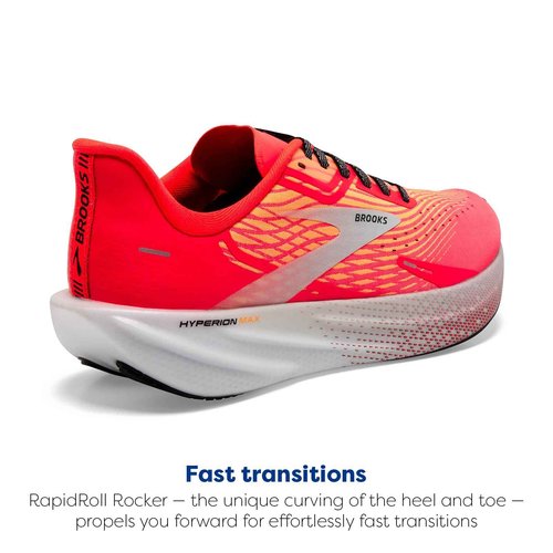 Brooks Men’s Hyperion Max Neutral Running Shoe - Fiery Coral/Orange Pop/Blue - 15 Medium