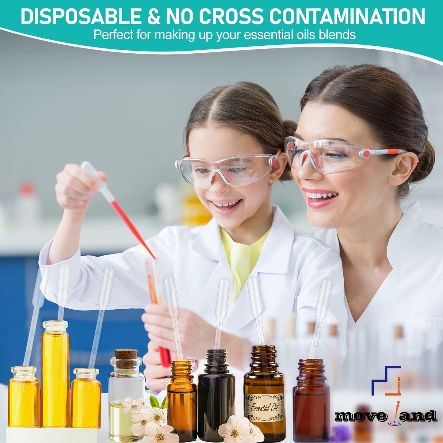 moveland 25Pcs 5ML Pipettes Dropper - Disposable Pipettes Plastic Dropper for Lab Science, Essential Oil, DIY Art, Medicine - Excellent Suction Without Leakage