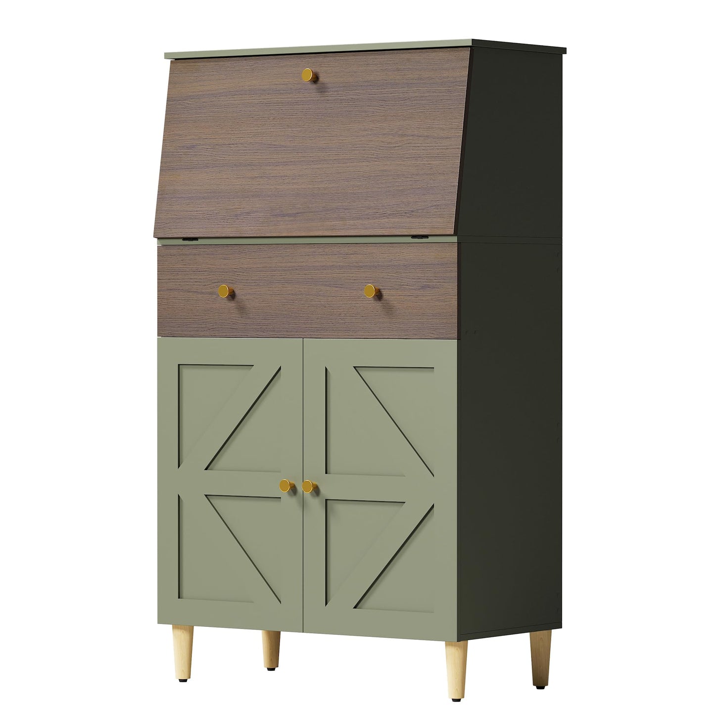 ANCTOR Bar Cabinet with Foldable Countertop 53" Liquor Cabinet Bar for Home with Wine Rack Hidden Storage Adjustable Shelf Large Drawer Wine Bottle Slots Quiet Closed Hinges