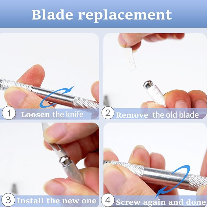 10 PCS Exacto Knife with 20 PCS Spare Sharp Blades, Profession Craft Hobby Knives for DIY, Art, Cutting, Modeling, Scrapbooking and Stencil(Sliver)