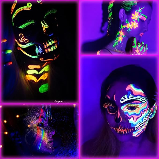 Bowitzki 30g Professional Face Paint Body Paint Water Based Face painting Makeup Safe for Kids and Adults Split Cake Single Color (Neon Blue)