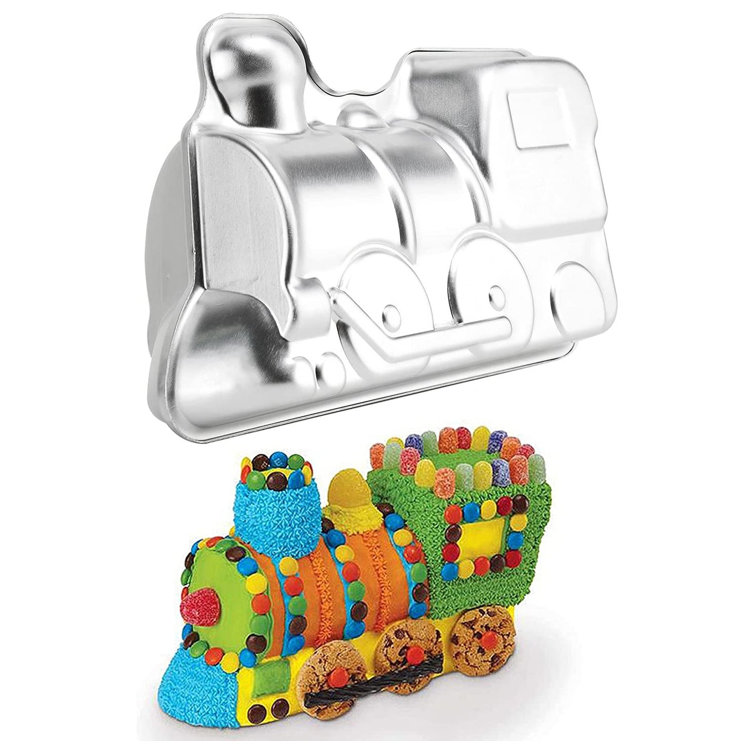 Train Cake Pan, Locomotive Cake Pan Mold, 3D Birthday Cake Pan, Aluminum Alloy Cake Molds Nonstick Baking Tools (11.5 inches)