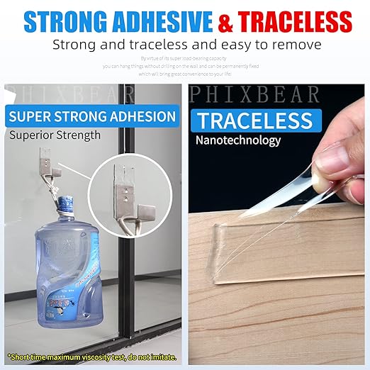Extra Large 1.2" x 240" Double Sided Mounting Tape Heavy Duty, Clear & Tough Nano Adhesive Tape Multipurpose Removable Tape