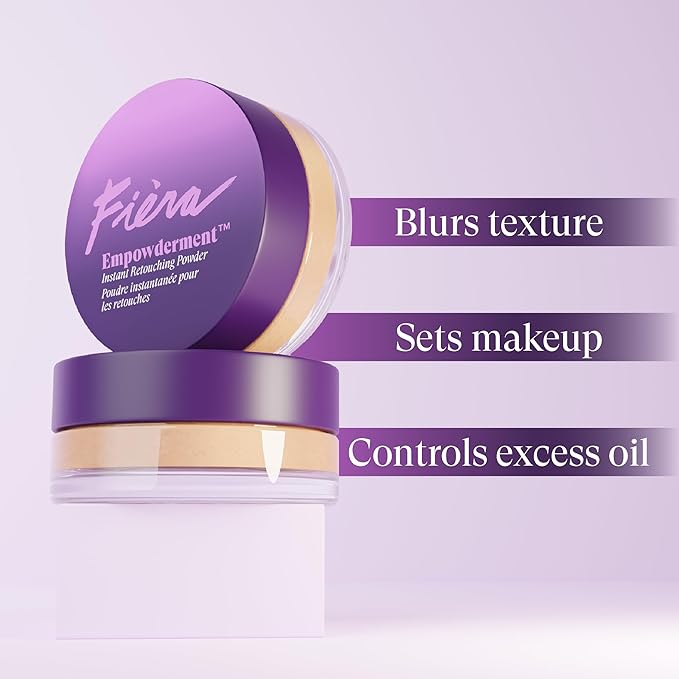 Fièra Empowderment™ Finishing Powder, Talc-Free Blurring & Soft-Matte Setting Powder for Mature Skin, Pore & Fine-Line Smoothing, Lightweight Instant Retouching Formula, Deep Shade, 0.2 OZ