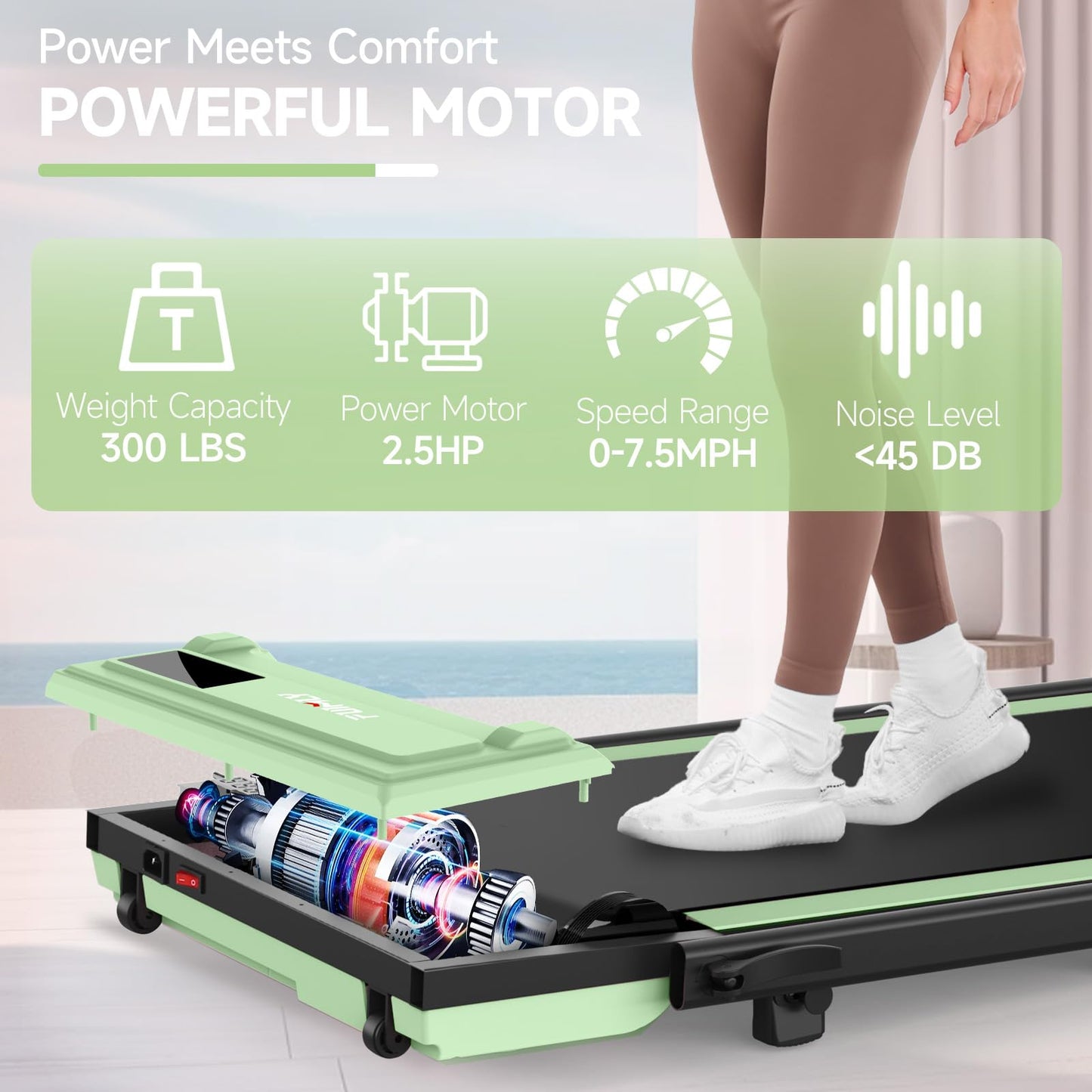 FUNMILY Walking Pad Treadmill with Incline, Foldable Treadmills for Home Office, Portable Walking Pad 300lbs Capacity, Remote Control, Led Touch Screen, 2s Folding Treadmill