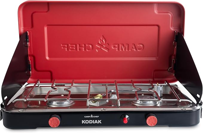 Camp Chef Mountain Series Kodiak - High Outpt Two-Burner Camp Stove - Lid Doubles as Windscreen - Portable Cooking Stove -...
