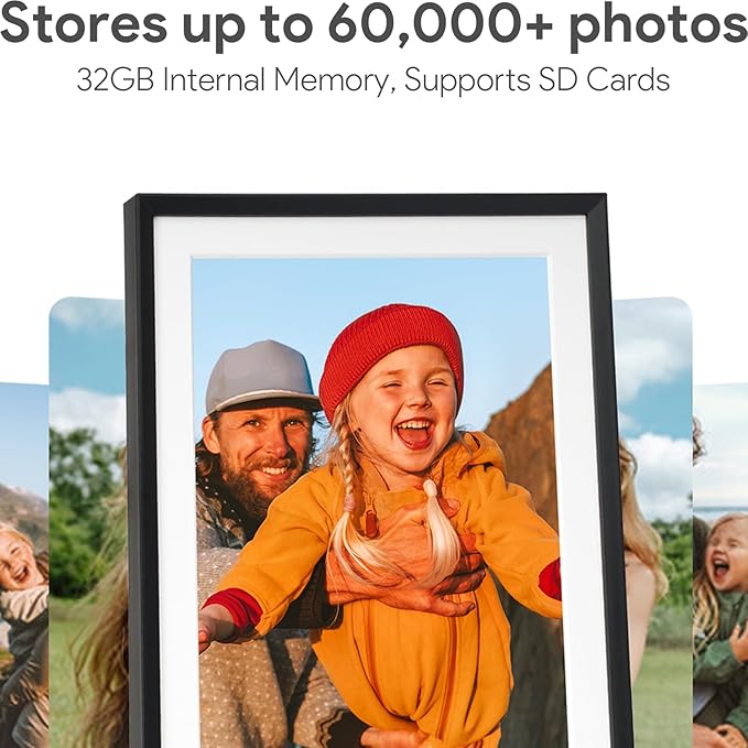 10.1'' Digital Picture Frame with 32GB Storage, Digital Photo Frame with 1280x800 IPS Touch Screen, Share Photos/Videos and Send Best Wishes via Free App