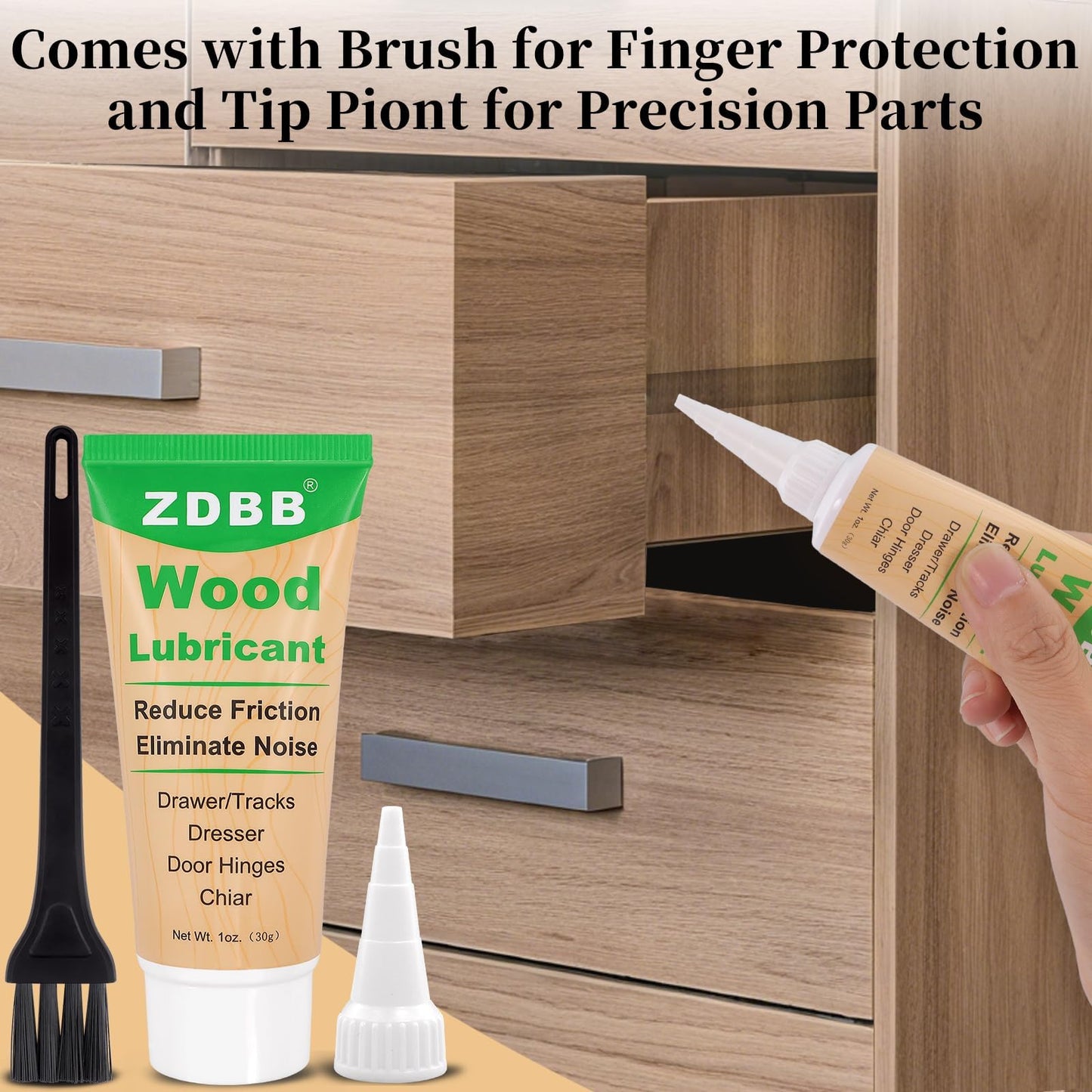 ZDBB Wood Drawer Wax Lubricant Paste Door-Ease Lubricant Wear-Resistant Eliminate Sticking Noise Loosen Drawer Slide Grease for Wood Furniture, Window Track, Sliding Glass Doors, Hinges, 1 oz 1-Pack