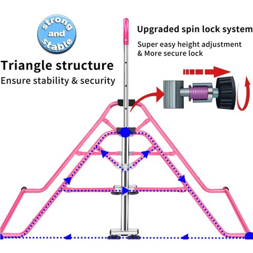 FCOUMY Gymnastics Horizontal Bar, Junior Training Kip Bar Gymnastics Equipment for Home, Adjustable Telescopic Height Folding Horizontal Bar with Gymnastic Rings for 3-12 Years Old Kids