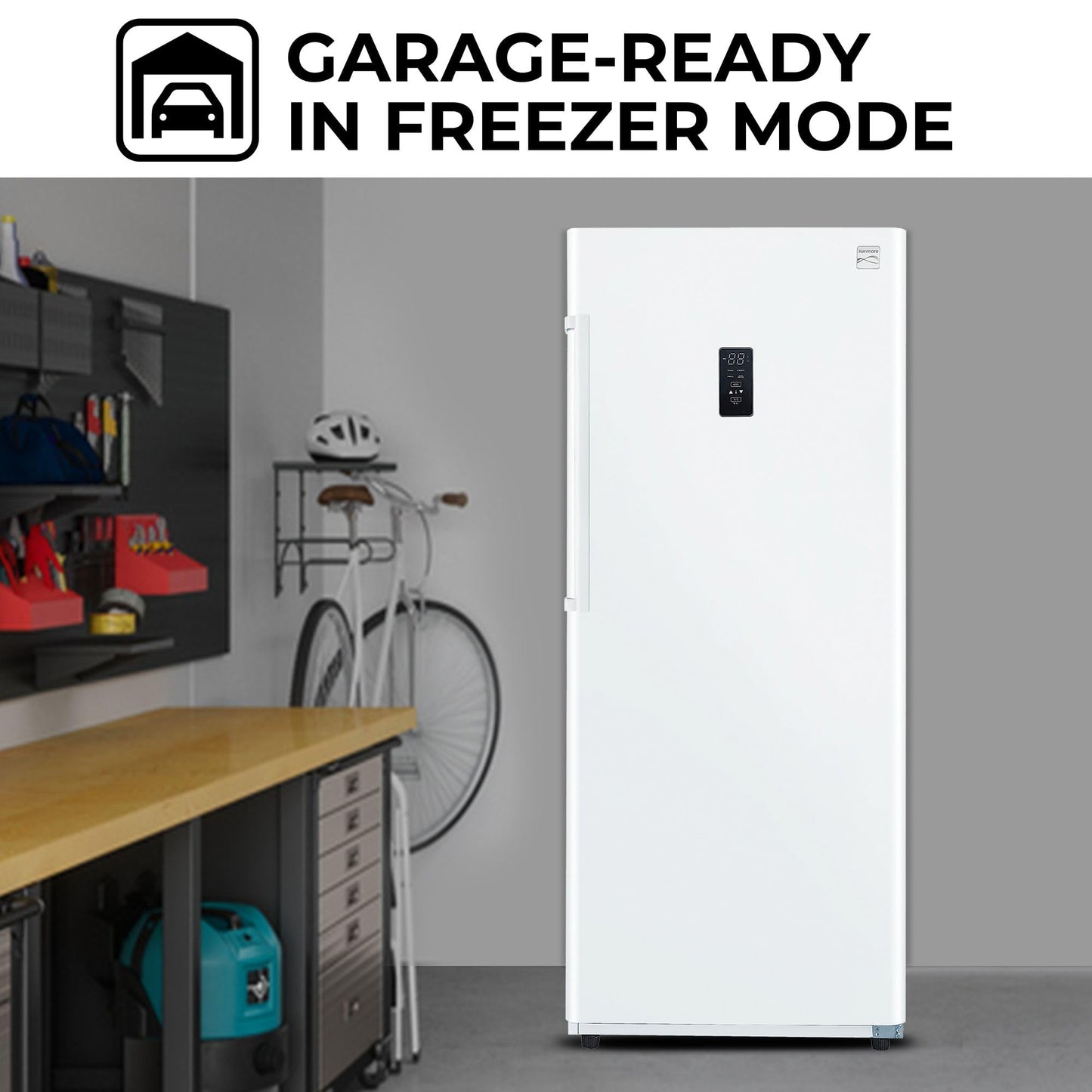 Kenmore 17.0 Cubic Feet Capacity Upright freezer - Convertible Refrigerator/Freezer, 4 Shelves, Garage Ready, Meat Storage, Auto Defrost, Congelador For Home, Apartment, Basement, Dorm,White