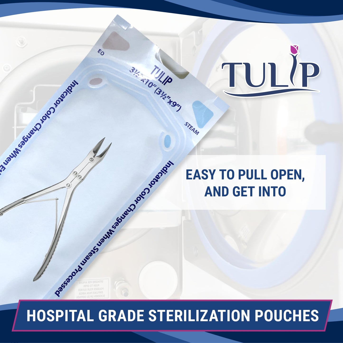 Self Sealing Sterilization Pouch 3.5" x 10" (200 Pack) - Autoclave Sterilizer Bags for Clean Tools - Dental and Nail Sanitizer Packets by Tulip