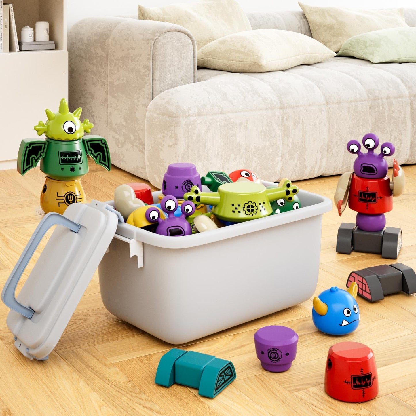 MSKOLER Magnet Robot Toys for Kids 3-5 - Magnetism Stacking Transform Boys Toys for Ages 5-7 with Storage Box, Set for Toldllers Age 3-8 Years Old Girls, Christmas and Birthday Gifts