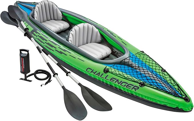 INTEX Challenger Inflatable Kayak Series: Includes Deluxe 86in Kayak Paddles and High-Output Pump – SuperStrong PVC – Adju...