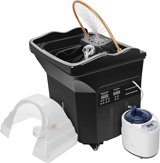 Head Spa Equipment with 60L Water Storage Tank, 3 Mode Waterfall & Warm Steam Hair Wash Sink for Scalp Care and Relaxation
