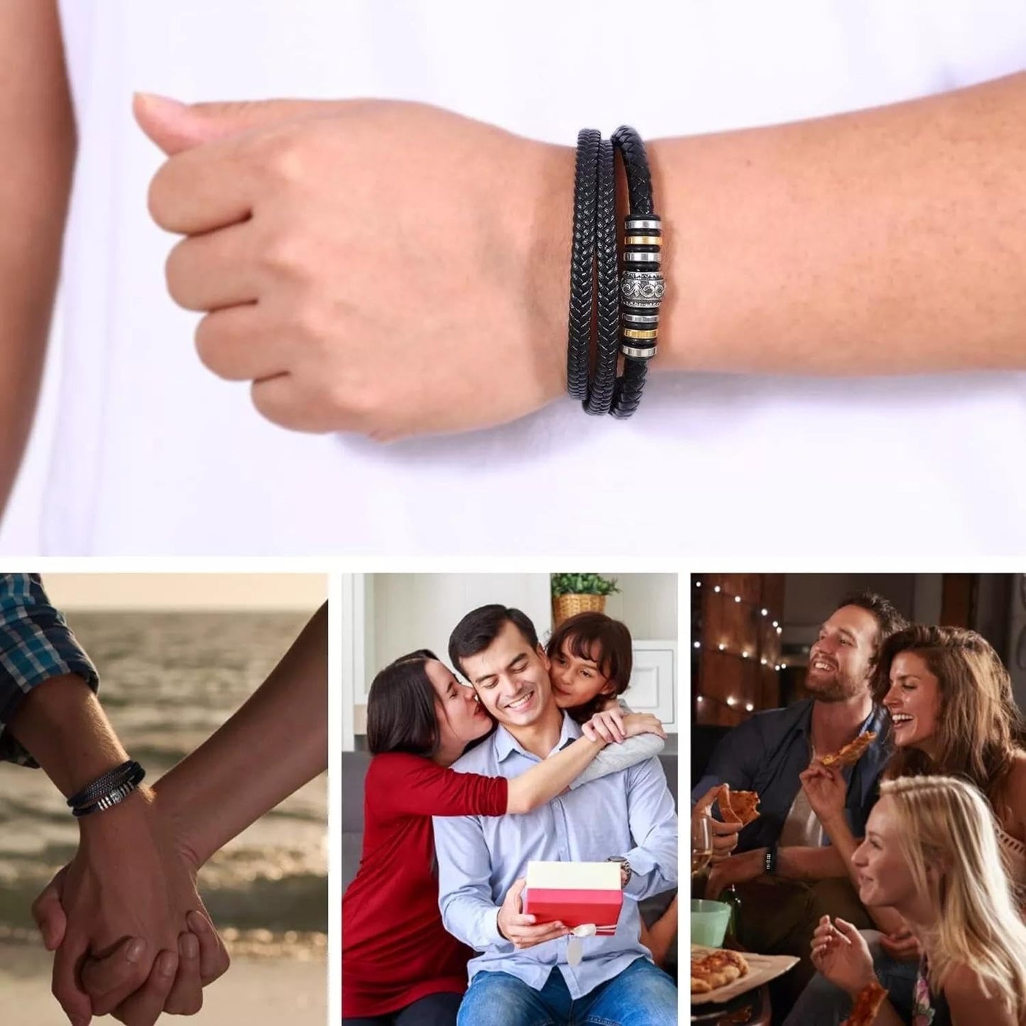 To My Brother Bracelet, Brother Bracelet From Sister, Brothers Bracelets Gift, Braided Leather Stainless Steel Bracelets Gifts For Brothers With Message Card & Box For Wedding Birthday Christmas