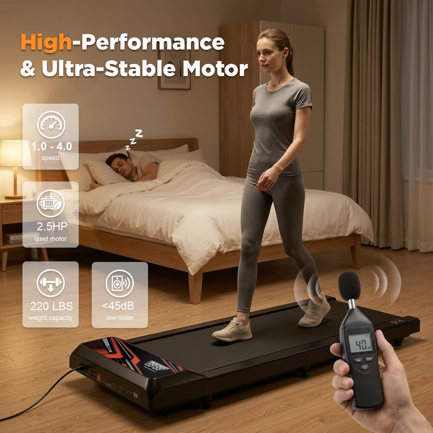 Under Desk Treadmill, Walking Mat with Incline pad, 2.5HP Portable Compact Treadmill for Home Office, Small Mini Walking Treadmill Pad with Remote & 3 in 1 Led Display, 265 Lbs Weight Capacity