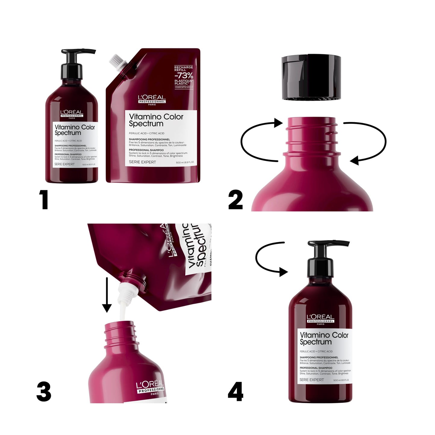 L'Or  al Professionnel Paris Vitamino Color Spectrum Shampoo - Locks In Day 1 Color Vibrancy, Ultra High Glass Shine, Nourishes