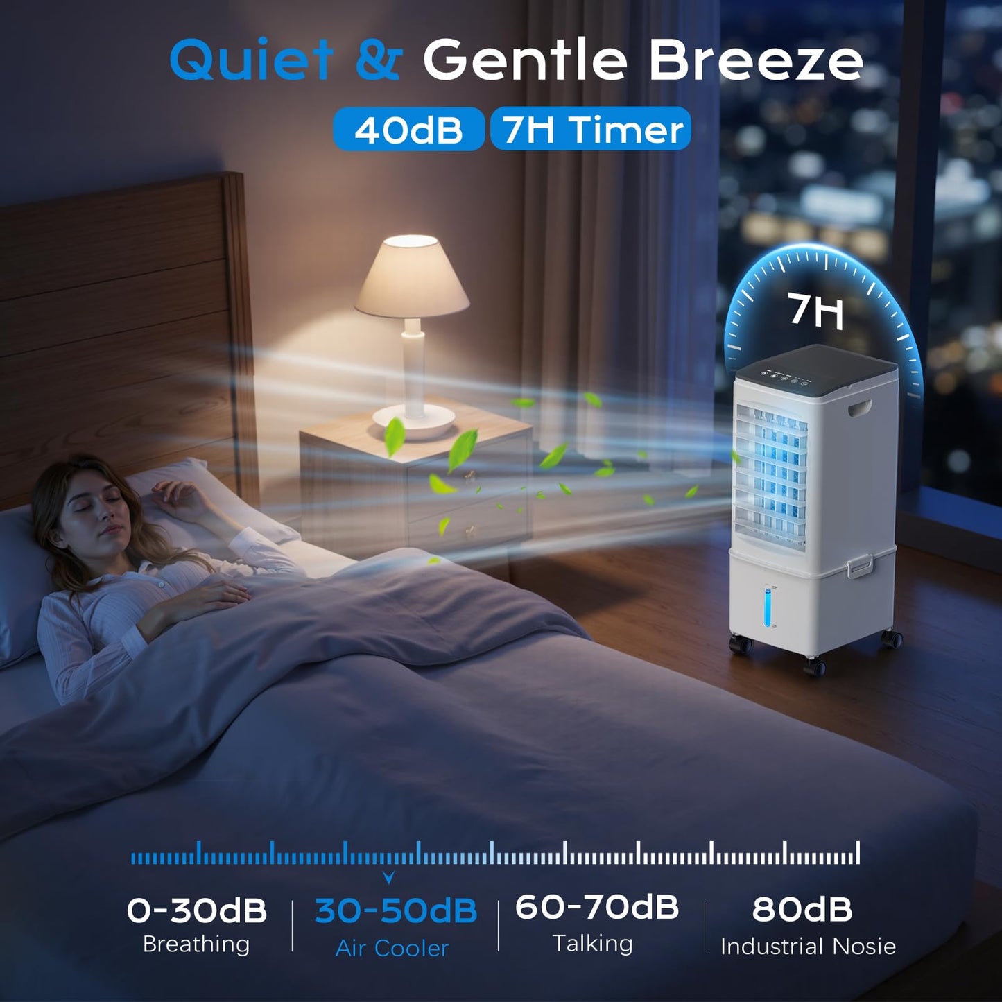 Portable Air Conditioners, Portable AC Unit, Evaporative Air Cooler w/2.5Gal Tank, Fast Cooling, 3 Speeds, Windowless Air Conditioner w/7H Timer, Swamp Cooler for Room Home Office Garage