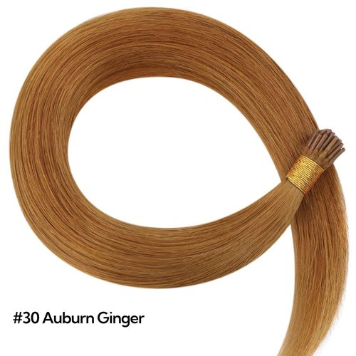 HOTBANANA I Tip Hair Extensions, 22 Inch 50g 50s Auburn Ginger Pre Bonded Cold Fusion Straight ITip Hair Extensions