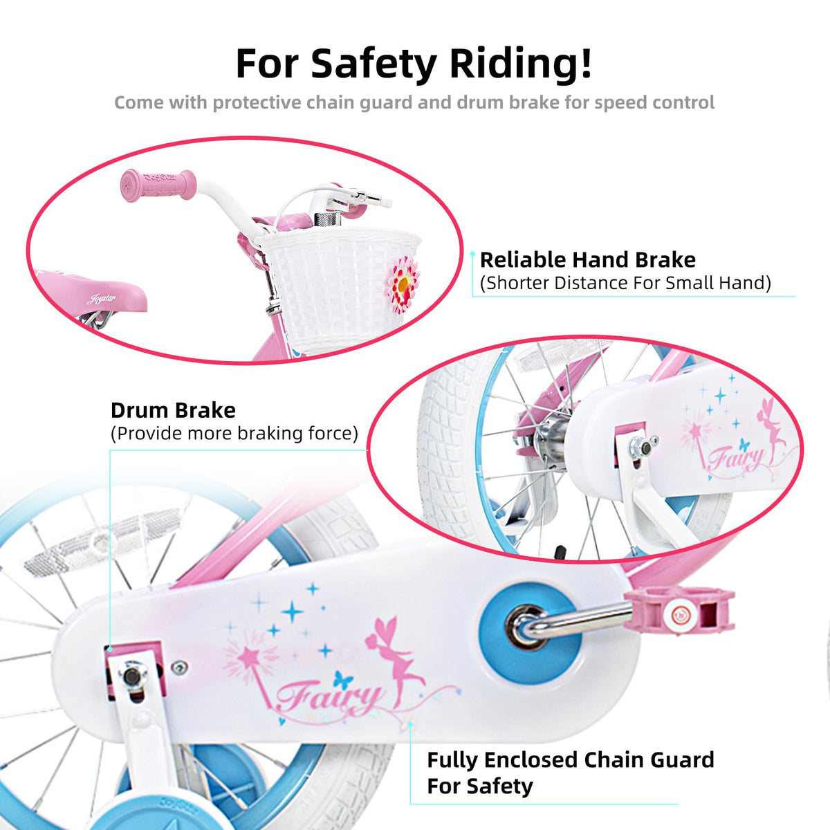 JOYSTAR 12 Inch Kids Bike for Ages 2 3 4 Years Girls, Toddler Bike with Training Wheels & Handbrake for 2-4 Years Old Child, Pink