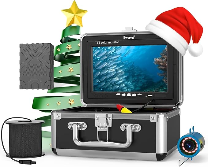 Eyoyo Underwater Fishing Camera, Ice Fishing Video Camear 1000TVL with 7 inch LCD Monitor, Waterproof Camera, 12pcs Infrar...