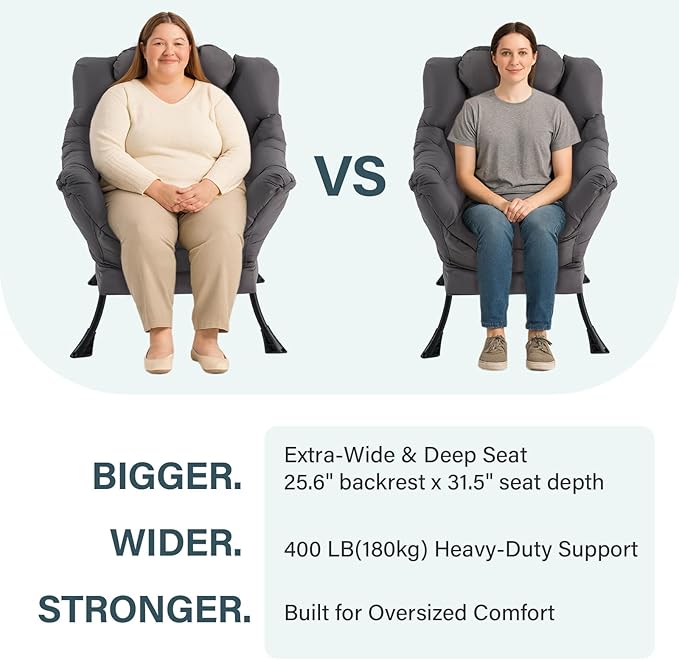 Furlide Lazy Chair with Ottoman, Comfy Fabric Accent Lounge Arm Chair with Lumbar Pillow and Folding Footrest, Reading Leisure Sofa Chair for Bedroom, Living Room, Dorm,Beige
