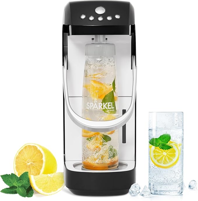 Spärkel Beverage System | Black Sparkling Water Maker | No CO2 Tank Needed | Carbonated Water Machine that Uses Fresh, Nat...