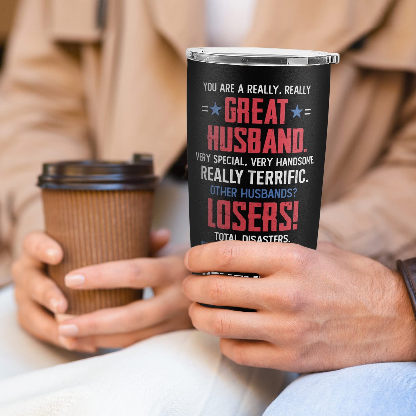 Mocosweeties Gifts for Husband from Wife - Fathers Day Gift for Husband - Wedding Anniversary, Birthday, Christmas Gifts for Him - Romantic Love Gift Ideas for Him from Wife - 20 Oz 2-sided Tumbler